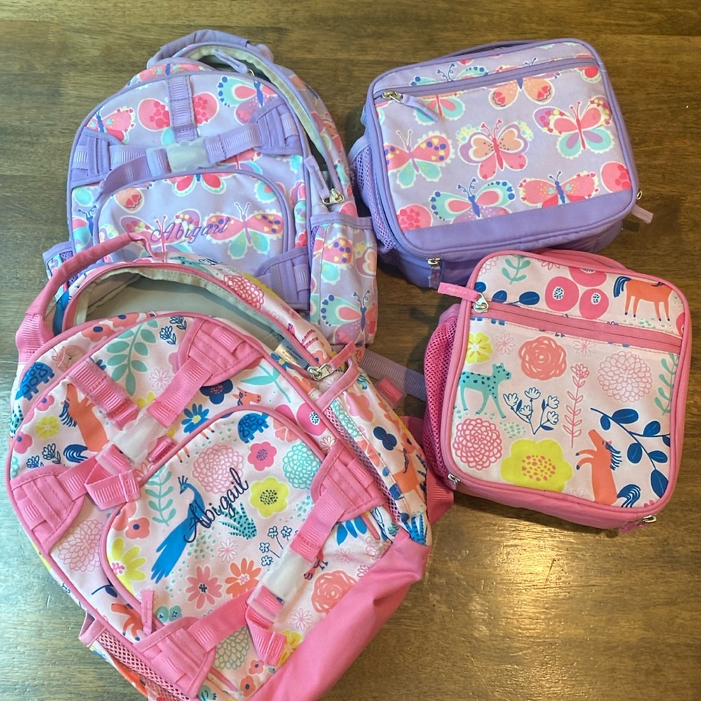 “Abigail” embroidered Pottery Barn Kids backpacks and lunchbox